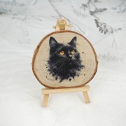 Plaster drewna pod kubek - zawieszka - czarny kot