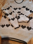 Sweter damski szary w serduszka 