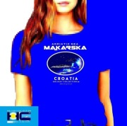T-Shirt MAKARSKA, CROATIA damski L ciemno niebieska