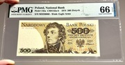 Banknot 500 zł 1974 seria M UNC PMG 66 EPQ Rzadki! Idealny!