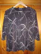 Bluzka elegancka, wizytowa czarna ze srebrnym wzorem, rozmiar 42, 44, 46