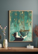 Plakat Kot podtrzymujący doniczkę 30x40cm  
