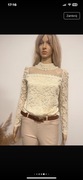 Kremowa koronkowa bluzka S/M 