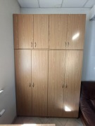 Szafa dwuczęściowa, duża, drewniana, do biura, jasny brąz, bez wad