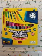 Kredki ołówkowe trójkątne dwustronne Astra 48 kolorów 24 sztuki