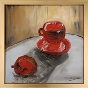 obraz akrylowy tytuł- Pora na Kawe ,20x20