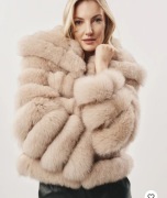 Beżowe Futro z kołnierzem Ochnik Lis*  Premium .