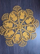 Serweta wielkanocna zająć żółta na szydełku kordonek 