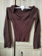 Damski dzianinowy top (sweter) w kolorze brązowym L