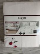 Pościel satynowa w wisienki SMUKEE 220/200 komplet pościeli w wiśnie
