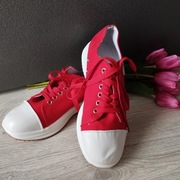 Nowe trampki damskie canvas, czerwono-białe, r. 38