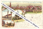 LUBAŃ LAUBAN Panorama ratusz kościół i Frauenstrasse, litografia 1902