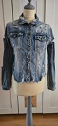 Jeansowa katanka kurtka damska jeansowa przetracia dziury must have S
