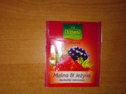Herbata owocowa Vitax Malina i Jeżyna puste opakowanie papierek