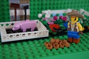 LEGO Farmer,Rolnik ze świnką,kwiatami i warzywami w zagrodzie,miniset.
