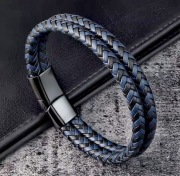 Mega elegancka bransoletka opaska męska czarno granatowa. Unisex. NOWY! 