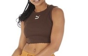 Puma Classics Cut Out Rib Damski Top Brązowy