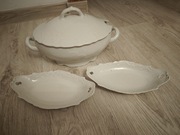 Zestaw porcelany Ćmielów – waza z pokrywką + 2 półmiski