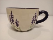 Ozdobna ceramiczna doniczka w kształcie kubka z motywem lawendy 