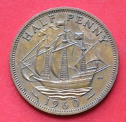 Half Penny   1960  r -     Anglia     Żaglowiec   stan !!