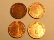 3A-22 Niemcy 4X 1 fenig pfennig 1969 DFGJ