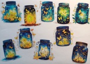 naklejki holograficzne 20 szt słoiczki z kwiatami motylami scrapbooking