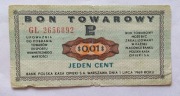 Bon Towarowy PEKAO 1 Cent 1969 Polska Kasa Opieki SA Historia PRL