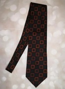 Jedwabny czarny krawat w pomarańczowe kwadraty Leidenfalter (3)