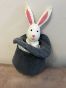 Vintage Beautiful Musical Bunny Rabbit In The Hat Soft Plush Toy