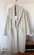 ZARA długi płaszcz z dzianiny L z domieszką wełny