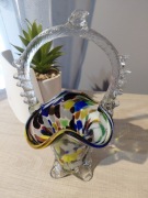 Koszyk szklany PRL duży 23 cm