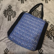 Niebiesko - granatowa torba boho 45 x 44 cm - rękodzieło, nowe