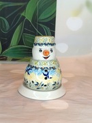 Lampion ceramiczny bałwanek 13 cm  Bolesławiec 