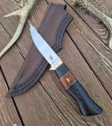 Nóż myśliwski ręcznie wykonany. Pochewka skórzana. Gotowy  prezent