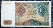 Banknot 100  złotych Młynarka Bank Emisyjny 1941 Kraków