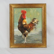 Obraz olejny ręcznie malowany Kogut 24x30 w ramie drewnianej