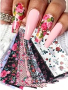 OZDOBY NAKLEJKI NA PAZNOKCIE FOLIA  RÓŻNE WZORY 1 ARKUSZ