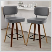 Zestaw 2 krzeseł barowych obrotowych 360” ze skóry syntetyczne NOWE