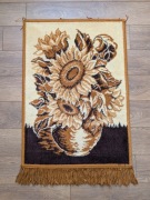 Dekoracyjny dywan vintage – słoneczniki, 77 x 52 cm, stan bardzo dobry