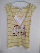 Żółta bluzka na ramiączkach ze srebrną nitką 