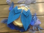 Kolczyki boho-makrama - chabrowe 