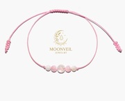 Bransoletka Szczęścia - Cytryn, Masa Perłowa na różowym sznurku 