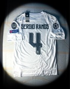 (L) Sergio Ramos 2015/16 Real Madryt Biała Nowa T-shirt Liga Mistrzów UEFA
