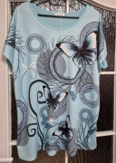 Koszulka Damska w Motyle Niebieska 2XL-3XL