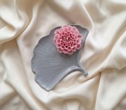 Talerz z gipsu polimerowego LIŚĆ kolor szary