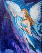 Anioł na dobranoc, olej na płótnie 30 x 24 cm
