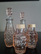 Flakony flakoniki przyprawnik rozalinowy Ząbkowice różowe szkło 