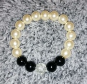 bransoletka perły kremowa z czarnym elegancka