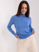 Niebieski sweter basic z półgolfem S/M
