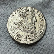 trojak Ryga Zygmunt III Waza 1593 - piękny połyskowy menniczy